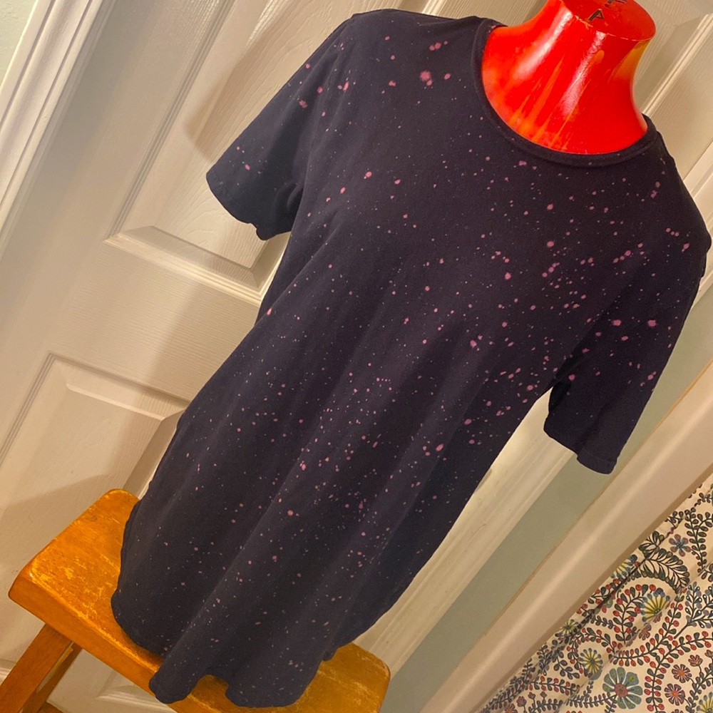 PACSUN Tie Dye High Low Black and Pink Shirt Dress Lounge Top